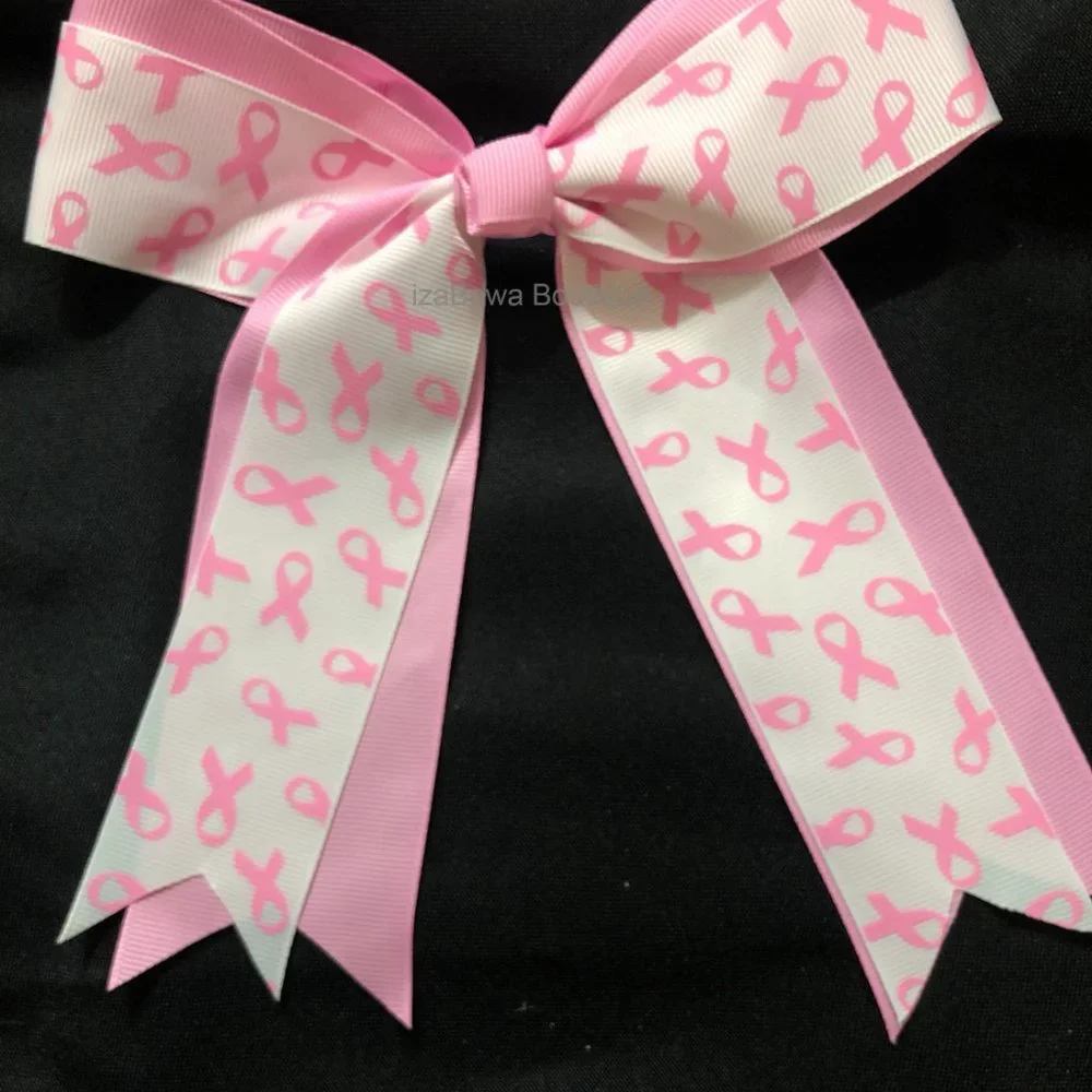 Pink Breast Cancer Cheer Bow   5B2373 Handmade NWT Boutique